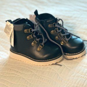 Toddler boy black boots with white soles